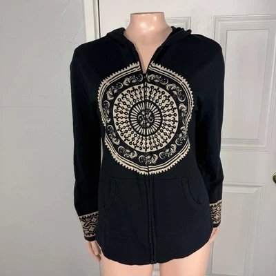 Top vintage Y2K Suzie para mujer S L/S algodón sudadera con capucha cremallera geométrica hippie boho N30 Foto 1 de 4