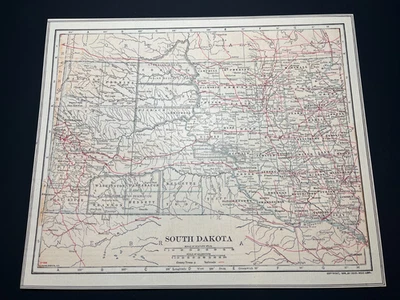 1906 SOUTH DAKOTA Map by L.L. Poates Mounted on Acid-Free Card Stock SEE DESCRIP - Image 1 of 4