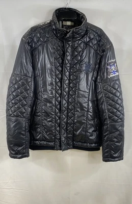 Don Ed Hardy мужской черный Y2K выстеганный пуховик полный молнии куртка размер XL - Изображение 1 из 4