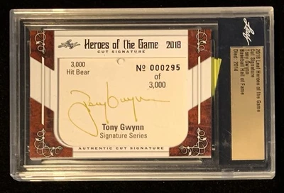 TONY GWYNN 2018 Leaf Heroes of the Game SSP CUT SIGNATURE AUTO (Died 2014) RIP - Image 1 of 2