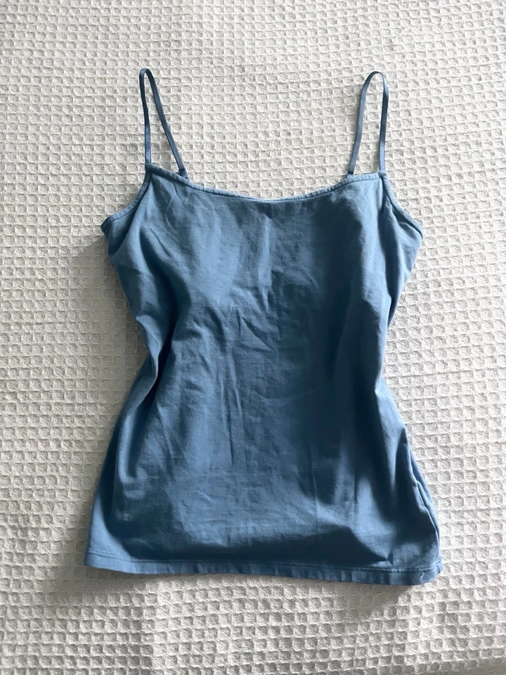 Gap Y2K Vintage Algodón Cami Top Azul, XS Pequeño Elástico, Sujetador Estante Foto 1 de 4