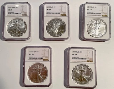 2018 $1 American SILVER EAGLE NGC Graded MS69 - Image 1 of 2