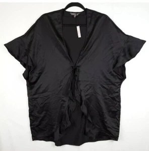 Victorias Secret Robe Kimono Wrap One Size Black Ruffle Sleeve NWT - Picture 1 of 9
