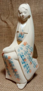 VTG Hakata Doll Association Woman Sitting Genuine Hakata Doll Orange & Blue Robe - Picture 1 of 9