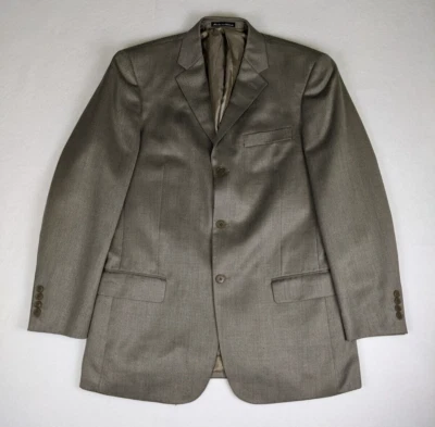 Claiborne Men's Blazer Size 42L Beige & Black Herringbone Silk Wool Sport Coat - Image 1 of 4