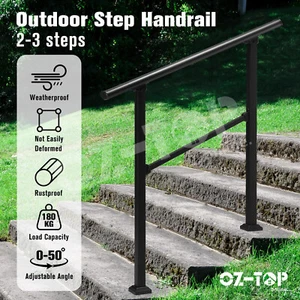Outdoor Handrail Stairs Handrail 2-3 Steps Staircase Hand Railing Adjustable - Picture 1 of 12