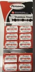 50 cuchillas de afeitar rojas de acero inoxidable Persona de doble filo para maquinillas de afeitar de seguridad - Imagen 1 de 4