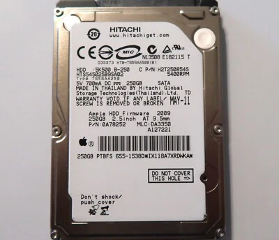 Hitachi HTS545025B9SA02 0A78252 DA3350 Thailand 250gb 2.5" Sata hard drive 2011 - Image 1 of 4