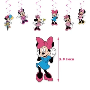 Tema Minnie Mouse Feliz Cumpleaños Fiesta Colgante Remolino Banner Decoraciones X6 - Imagen 1 de 1