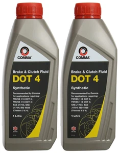 2x Comma - DOT 4 Synthetic Brake & Clutch Fluid Ideal for ABS Systems 1L = 2L - Picture 1 of 2