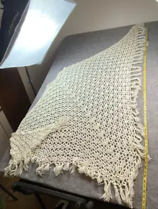 Shawl Wrap Scarf Crochet Knit White Handmade Women Gift Versatile Vintage - Picture 1 of 7