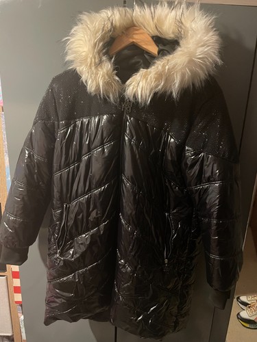 Cappotto Alexander Wang wet look scintillante a contrasto taglia 16