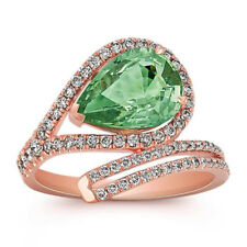 1.57ct Natural Round Diamond 14K Solid Rose Gold Emerald Wedding Cocktail Ring