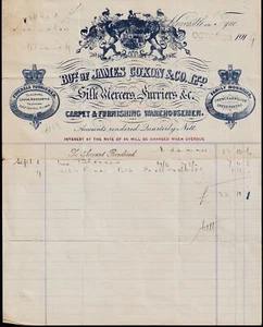 1919 NEWCASTLE on Tyne JAMES COXON & CO Silk Mercers, Furriers, To William Hardy - Picture 1 of 1