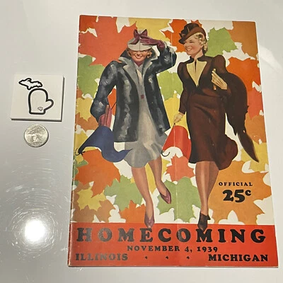 1939 Illinois Illini v Michigan T. HARMON Original Football Program UM UofM FR+ - Image 1 of 4