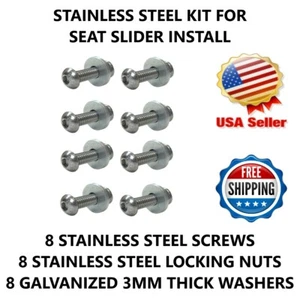 Universal Seat Sliders Hardware Kit Bolts Washers Locking Nuts Stainless Steel - Foto 1 di 9