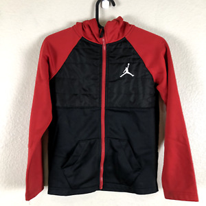 Air Jordan Jacket Boys Small Black Red Full Zip Hooded Sportswear Outerwear