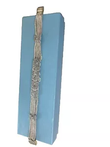 VINTAGE ART DECO STERLING SILVER wheat Chain Bracelet Medallion Stations - Picture 1 of 6