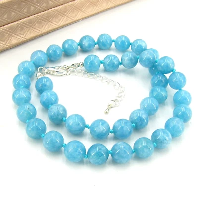 BAILYSBEADS fabelhafte Larimar-Kette Halskette mit Knoten D-10mm 47cm NL086 - Bild 1 von 4