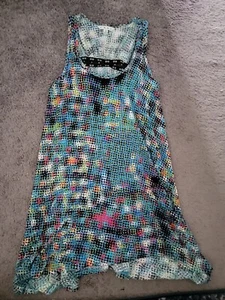 Cabi Shirt Long Tunic Small S Multicolored Colorful Rivet Back Tank Top Womans - Picture 1 of 3