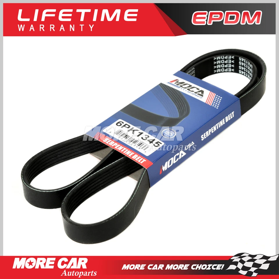 Cinturón serpentino EPDM 6PK1345 apto 94-04 Chrysler Dodge Ford Mercury Plymouth Foto 1 de 4