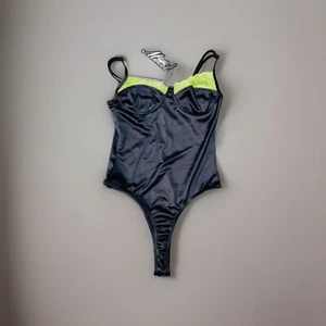 Damen Gr. M Body schwarz limettengrün Spitze Stretch verstellbare Träger limette - Bild 1 von 3