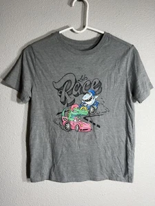 Cat And Jack Boys Size Medium 8/10 Short Sleeve T-shirt Shark Alligator Racing - Picture 1 of 4