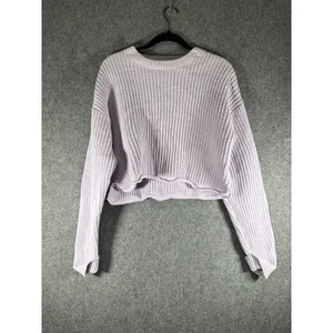 Bershka Sweater Women Large Purple Cable Knit Oversized Long sleeve Relax NWT - Picture 1 of 7