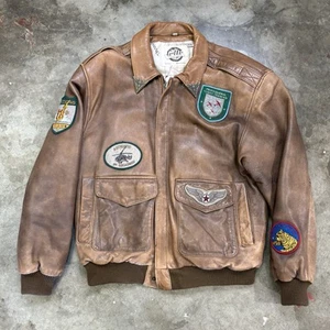 Vintage Global Identity Leather Bomber Flight Jacket G-III Normandy WWII Small - Picture 1 of 6