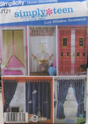 Simplicity 5121 Simply Teen EASY WINDOW TREATMENTS Pattern Tab Top Drape Valance - Image 1 of 2