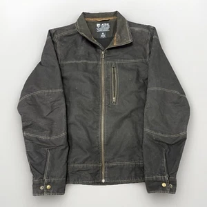 Kuhl Jacket Mens Burr Gun Metal Waxed Canvas Zip Patina Dye Moto Mens Medium - Picture 1 of 8