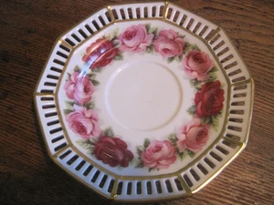 Años 40? Schumann Arzberg-Melrose PATTERN-Rosas de repollo - PLATILLO 6" reticulado - Imagen 1 de 2