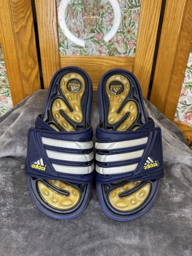 ADIDAS Vintage 2000 Y2k REPTOSSAGE Sandali Uomo Slides Blu Giallo Taglia 8