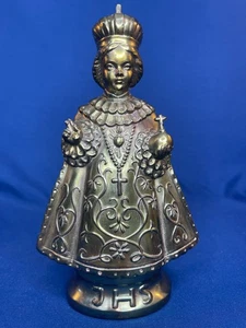 Estatua Religiosa Infantil de Praga Hecha en Alemania 572 Color Verde Metal 8" - Imagen 1 de 13