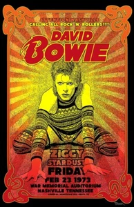 David Bowie 1973 Ziggy Stardust Nashville Concert Poster 11 X 17 Framed - Picture 1 of 2