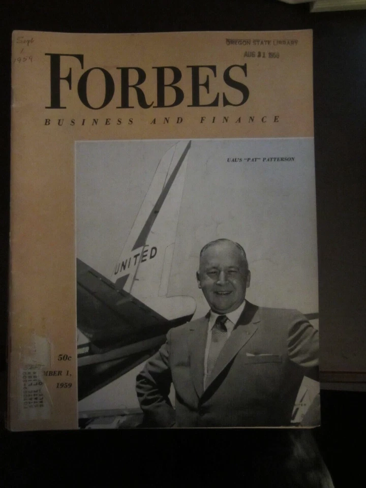 Forbes Business Magazine September 1959 United Airlines William Pat Patterson 67 - Image 1 of 1
