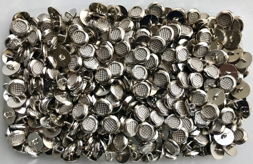 15mm 20mm Silver Knurled Industrial Metal Shank Button Buttons CB85C CB85D - Image 1 of 1