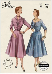 1950s Classic All-Seasons Dress Vintage Sewing Pattern Bust 34" (86.4cm) - Picture 1 of 3