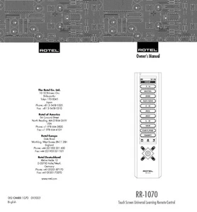 Rotel RR-1070 Centro de Control Remoto Manual de Instrucciones del Propietario - Imagen 1 de 1