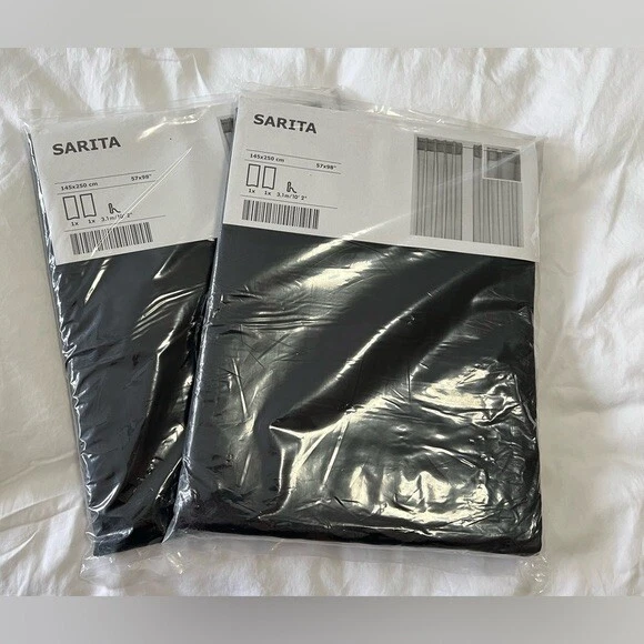 Ikea Sarita Cortinas Negro 2 Paneles 57" x 98" Nuevo Foto 1 de 3