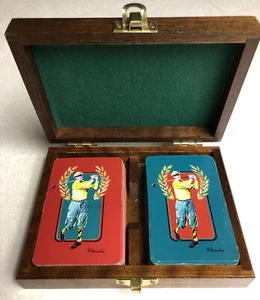 Vintage 1993 Golf Playing Cards In Wooden Box Classic Collections - Picture 1 of 10