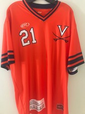 NEW Men's Virginia Cavaliers Rawlings Baseball Jersey Orange Size LG