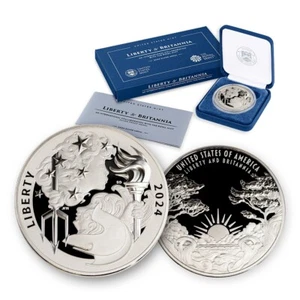 2024 Liberty & Britannia Silver Medal - Philadelphia Mint PROOF - OGP - Picture 1 of 4