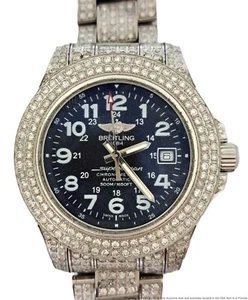 Breitling A17365 SuperOcean Chronometre 12.7ctw Diamond Everywhere Watch - Picture 1 of 7
