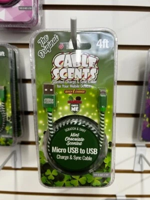 Micro USB to USB Charge/Synchronizing 4' Cable Swirl Green Stripe - Image 1 of 2