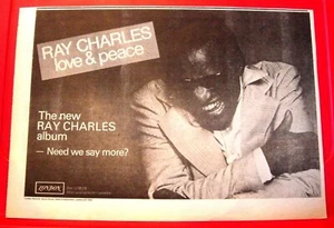 Ray Charles Love And Peace Vintage ORIGINAL 1978 Press/Magazine ADVERT 13"x 9" - Bild 1 von 3