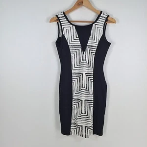 Miss Me womens dress size 8 bodycon black white geometric sleeveless 051620 - Picture 1 of 8