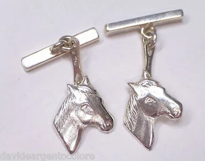 Manschettenknöpfe aus Silber 925 Mit Pferd - Reiten - Manschette Hemd - Fest - Picture 1 of 2