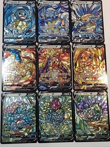 Charizard, Blastoise & Venusaur 9 Pc CUSTOM Made Stained Glass Card Display Only - Picture 1 of 12