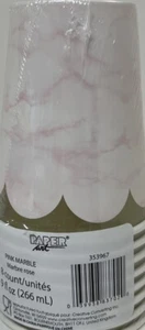 9oz Cups Pink Marble 8ct - Picture 1 of 3